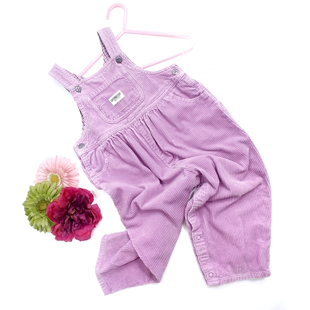 OshKosh Vintage Lavendar Corduroy Overalls 24 M
